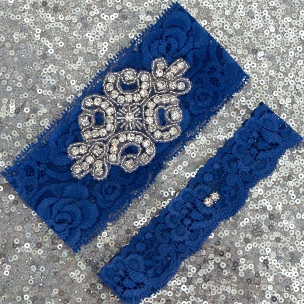 Custom Made Rhinestone Bridal Garter Set